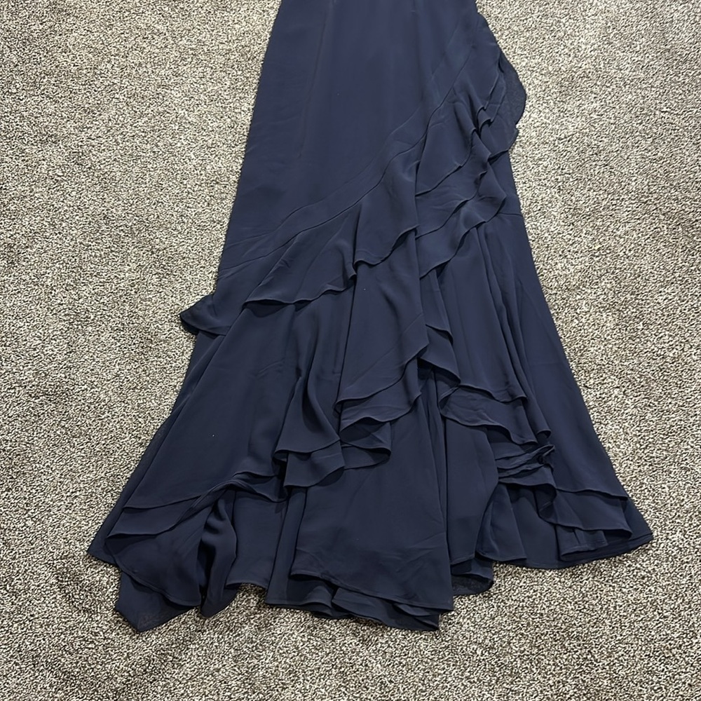 Lulus c/med collective Be About You Washed Navy Ruffled Asymmetrical Maxi Dress - Picture 10 of 16